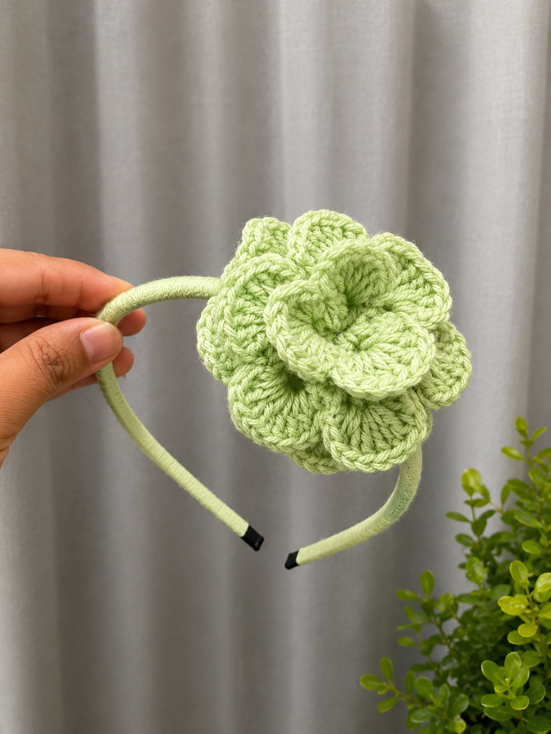 Handcrafted crochet hair accessories including bows, hair clips and hair bands by The Hook Project