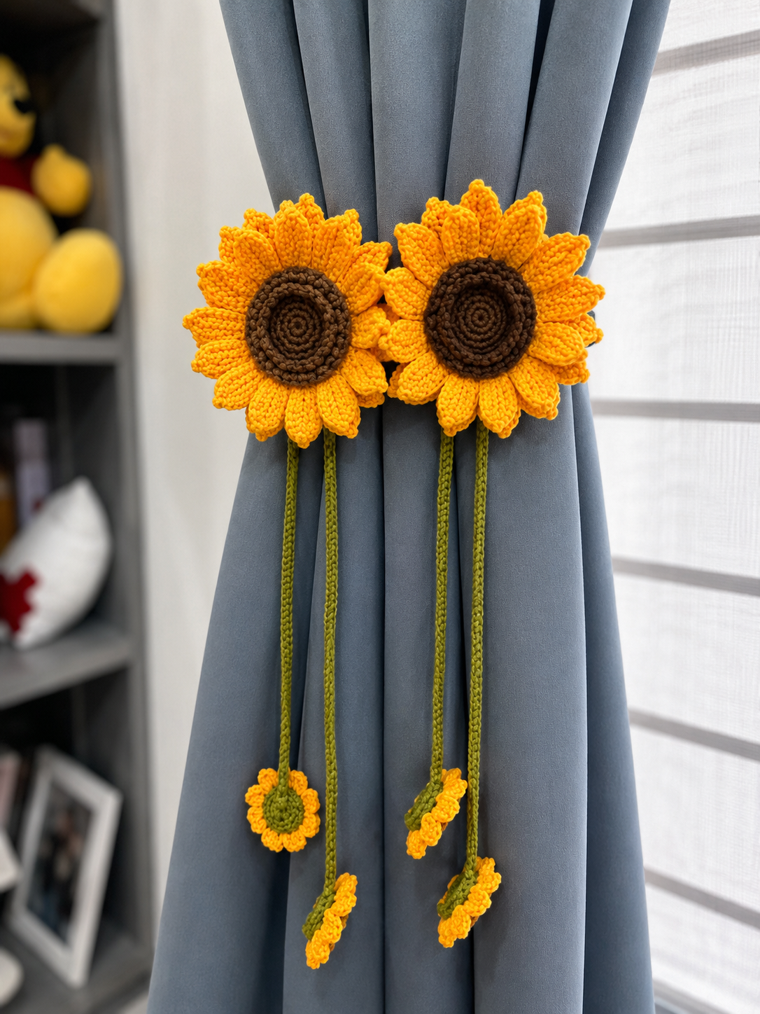 Handcrafted crochet curtain tiebacks for elegant home décor by The Hook Project