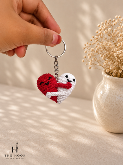 Handmade Heartfelt Hug keychain, a crochet keepsake representing love and connection, perfect as a thoughtful gift for friends, family, and loved ones.