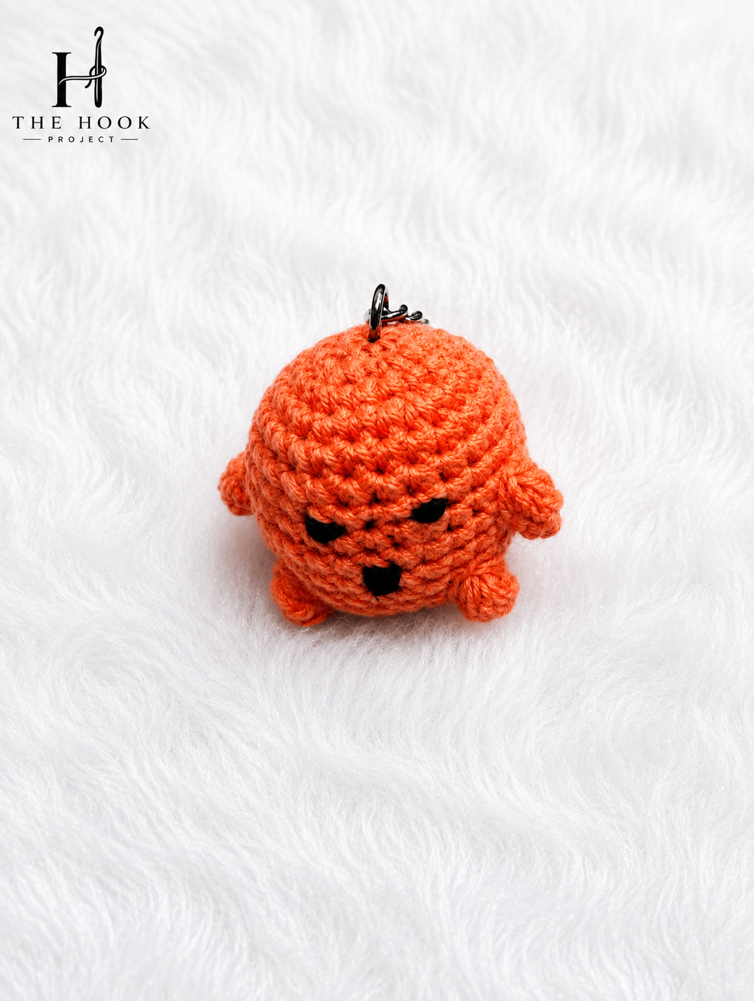 Coral Peach Boo the Ghost Crochet Keychain handmade with premium yarn, cute amigurumi ghost keyring for keys, bags, and backpacks.