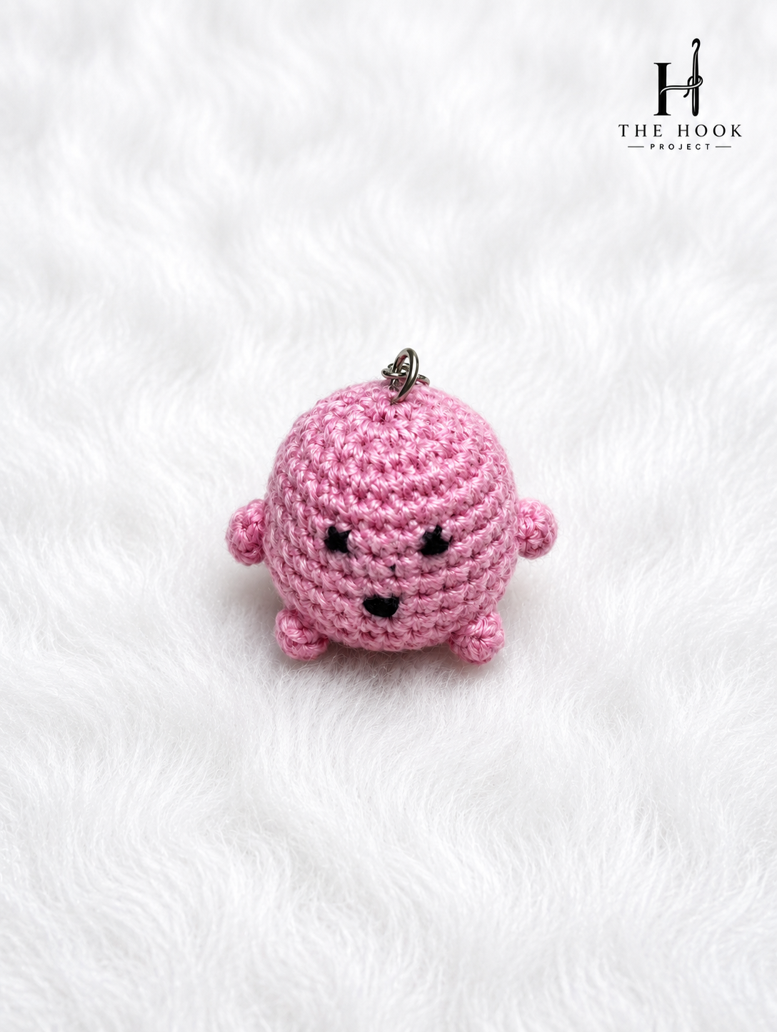 Blush Pink Boo the Ghost Crochet Keychain handmade with premium yarn, cute amigurumi ghost keyring for keys, bags, and backpacks.