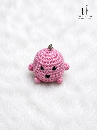 Blush Pink Boo the Ghost Crochet Keychain handmade with premium yarn, cute amigurumi ghost keyring for keys, bags, and backpacks.