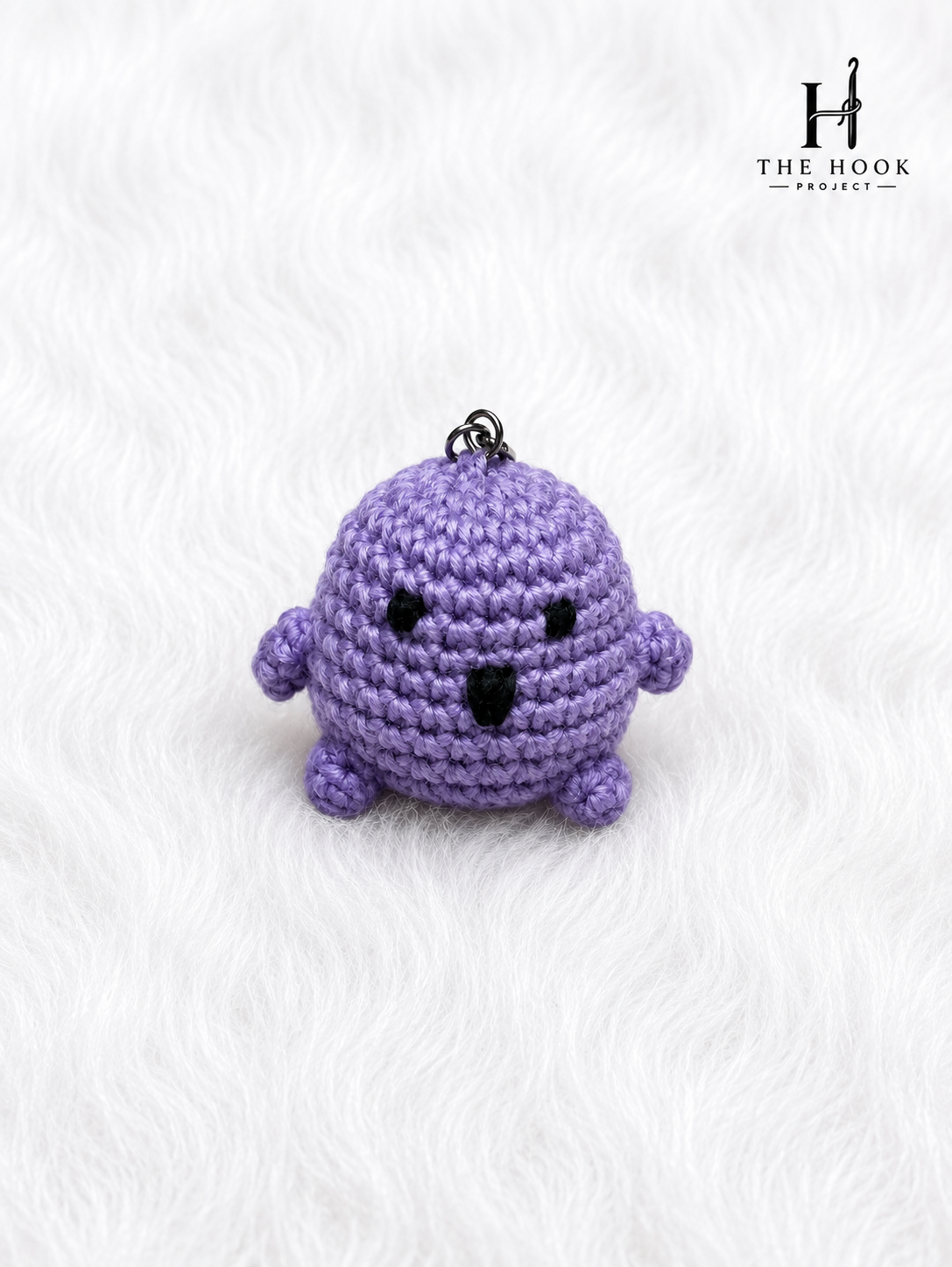 Lavender Mist Boo the Ghost Crochet Keychain handmade with premium yarn, cute amigurumi ghost keyring for keys, bags, and backpacks.