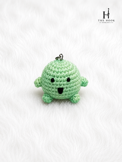 Mint Green Boo the Ghost Crochet Keychain handmade with premium yarn, cute amigurumi ghost keyring for keys, bags, and backpacks.