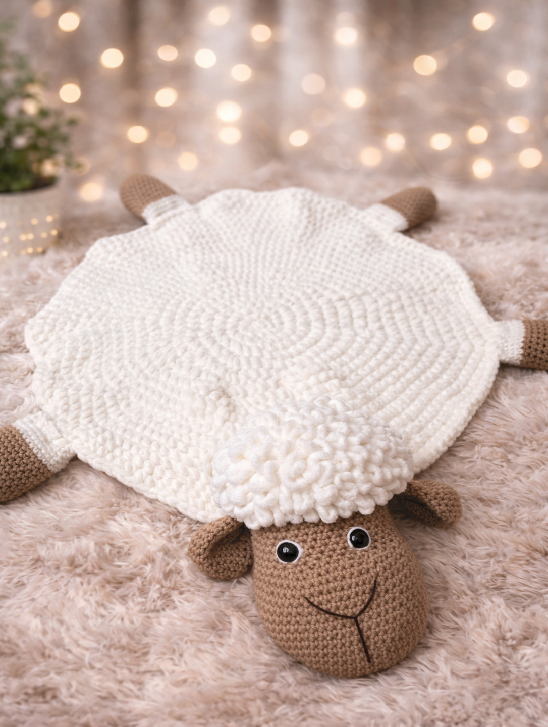 Customisable handmade crochet baby rug crafted from premium yarn, designed for nursery décor, baby play areas, milestone photography, and personalized baby room styling.