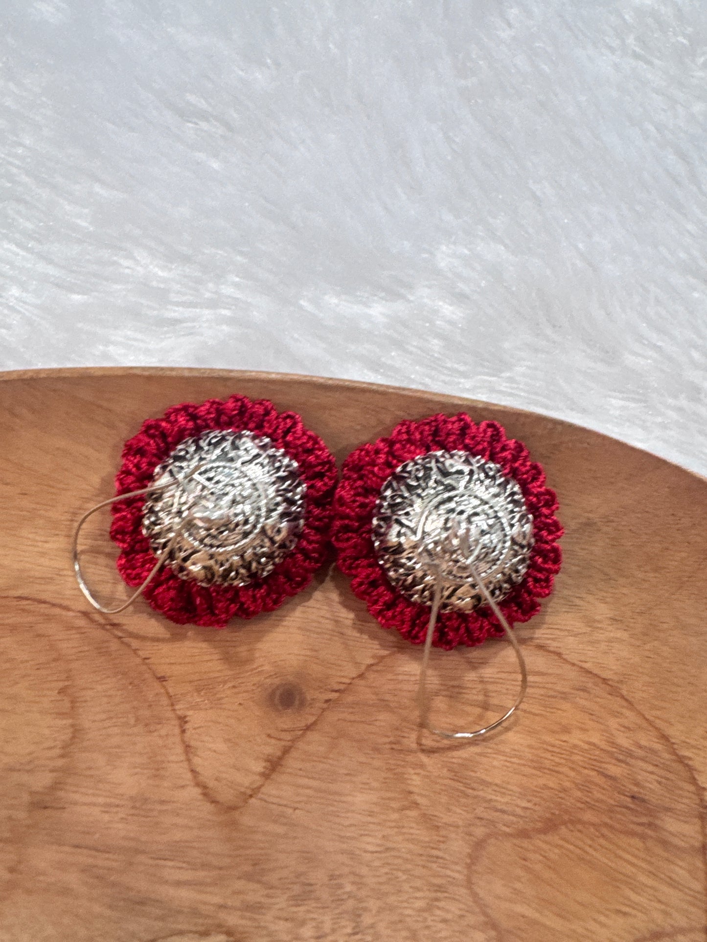 Red blossom earrings